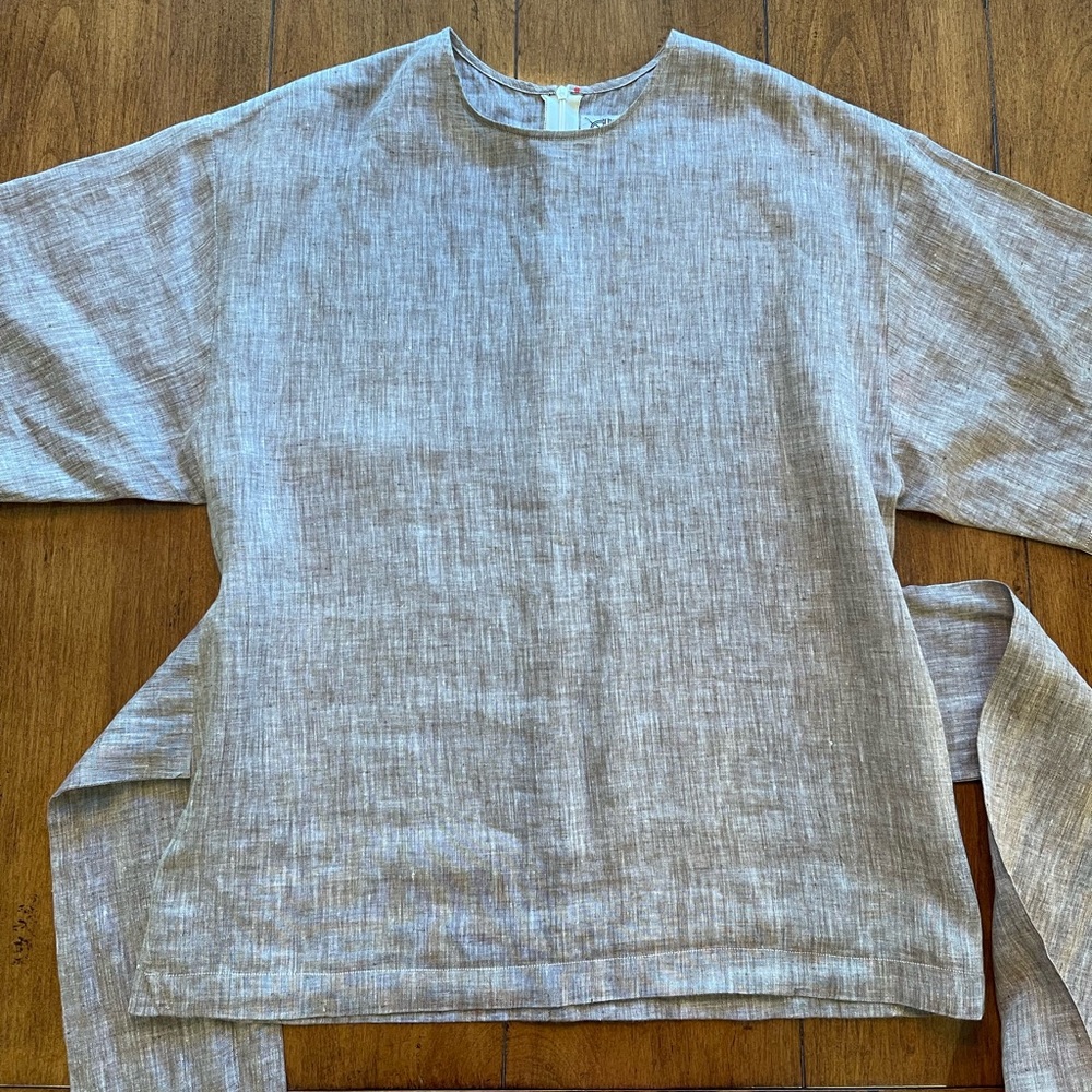 Custom Made Gray Linen Women's Top..One Of A Kind